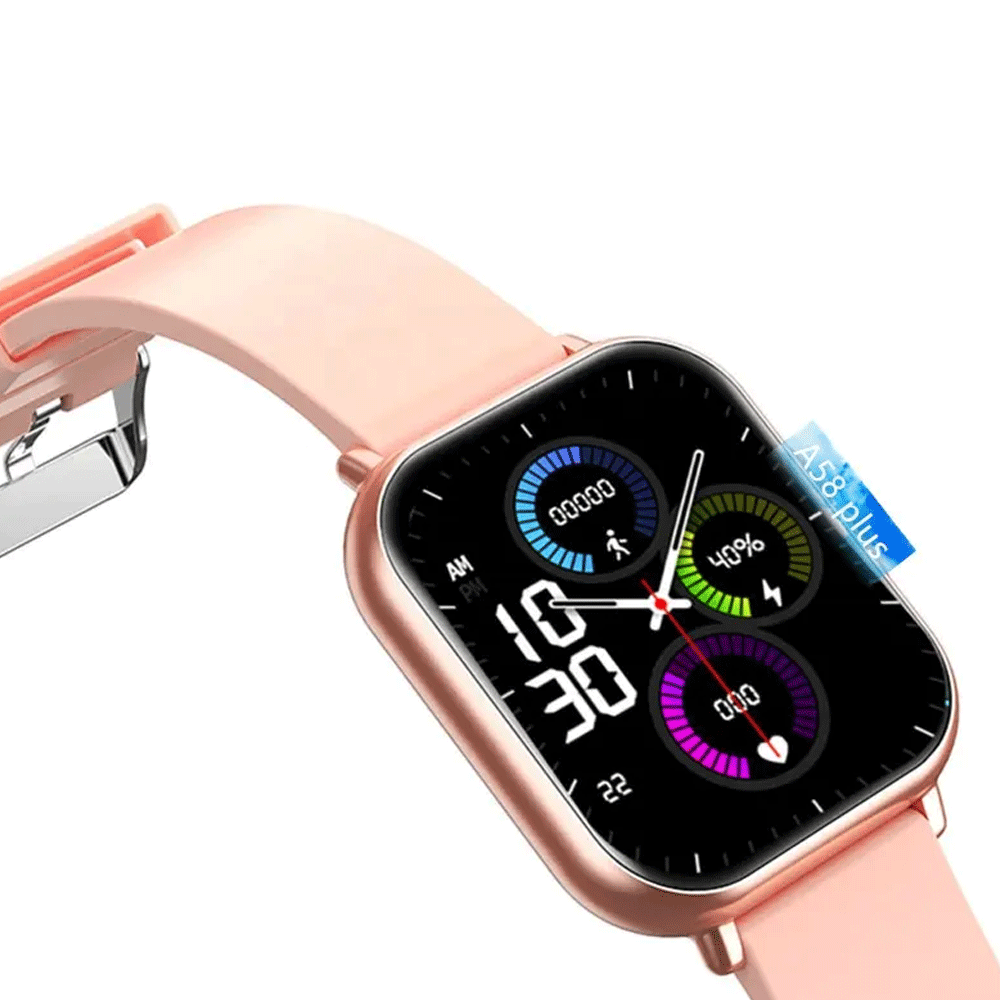 A58 Plus Womens Luxury Gold Watch Unique Gift Set Womens Gold Necklace Ring Double Band Womens Smart Watch A58 PLUS | Falak Store